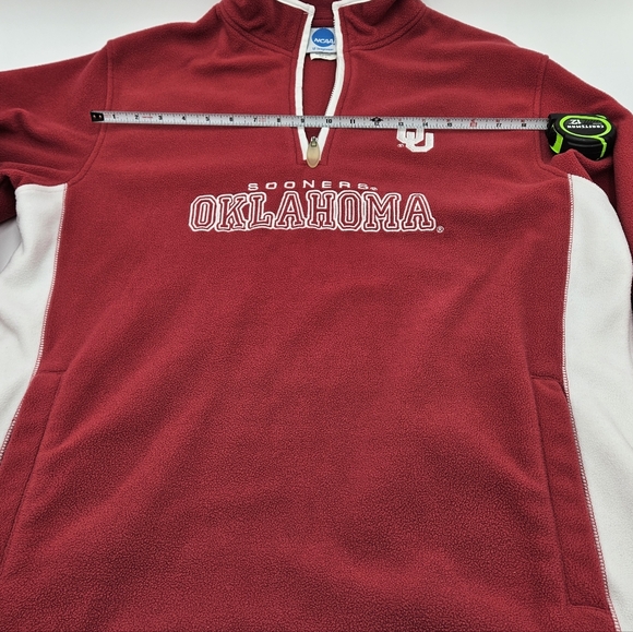 Vintage NCAA Red OU Oklahoma Sooners 1/4 Zip Pullover Fleece 2 Pocket Men's M - Picture 8 of 13